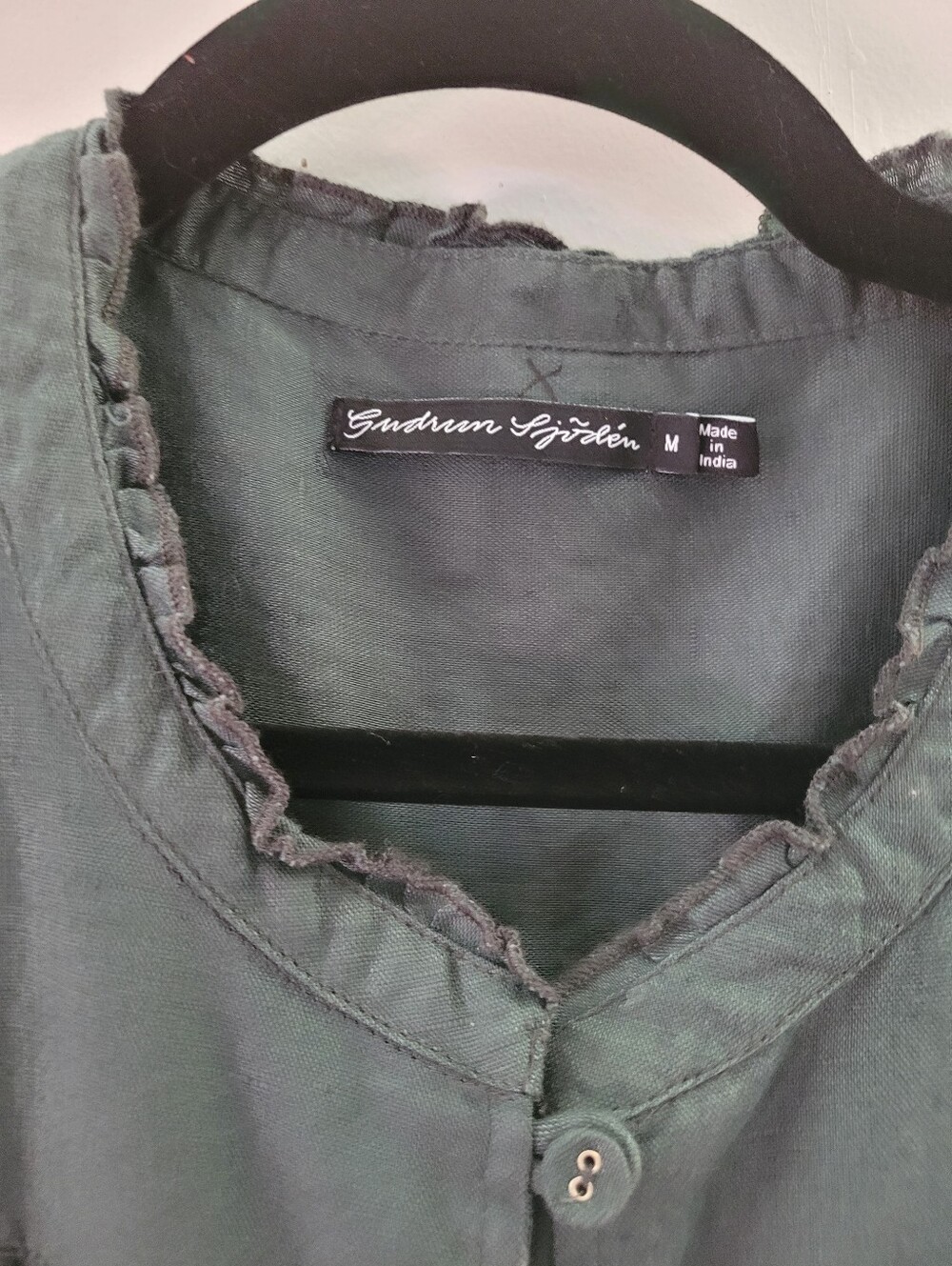 Gudrun Sjoden M Kiruna Linen Cotton Button-Front Tunic Floral Embroidery - Picture 7 of 11